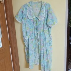 Floral Pastel Nightgown Or Robe with Lace Trim